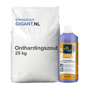 Brons pakket: 10 zakken huismerk onthardingszout tabletten + Resin 1 L