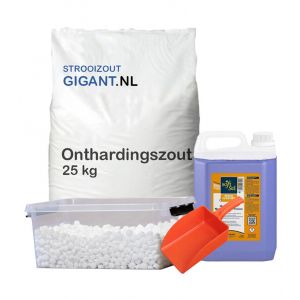 Goud pakket: 10 zakken huismerk onthardingszout tabletten + Resin 5 L + opbergdoos + schepje